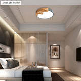 Nordic Led Ceiling Light - Thin Round Acrylic Flushmount With Wavy Wood Pattern White/Grey/Green