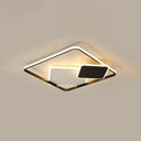 Nordic Led Ceiling Mounted Light For Bedroom - Black And White Square Flush Mount Lamp / 16.5’