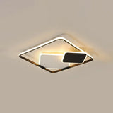 Nordic Led Ceiling Mounted Light For Bedroom - Black And White Square Flush Mount Lamp / 16.5’