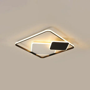 Nordic Led Ceiling Mounted Light For Bedroom - Black And White Square Flush Mount Lamp / 16.5’