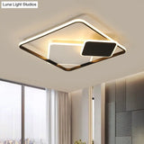 Nordic Led Ceiling Mounted Light For Bedroom - Black And White Square Flush Mount Lamp