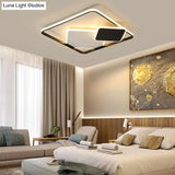 Nordic Led Ceiling Mounted Light For Bedroom - Black And White Square Flush Mount Lamp