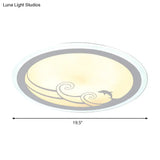 Nordic Led Dolphin Pattern Flush Light - Acrylic Shade Warm/White