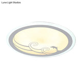 Nordic Led Dolphin Pattern Flush Light - Acrylic Shade Warm/White