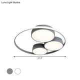 Nordic Led Flush Ceiling Light Grey/White Round Mount Bedroom Lamp - 18’/21.5’/31’ Width