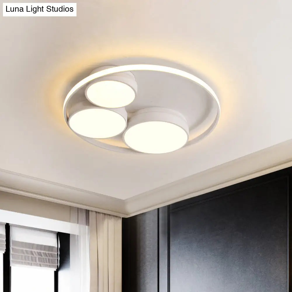 Nordic Led Flush Ceiling Light Grey/White Round Mount Bedroom Lamp - 18’/21.5’/31’ Width