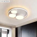 Nordic Led Flush Ceiling Light Grey/White Round Mount Bedroom Lamp - 18’/21.5’/31’ Width