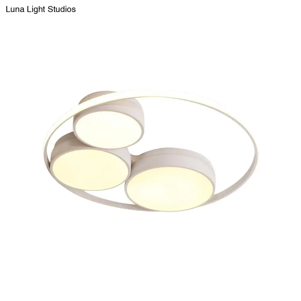 Nordic Led Flush Ceiling Light Grey/White Round Mount Bedroom Lamp - 18’/21.5’/31’ Width