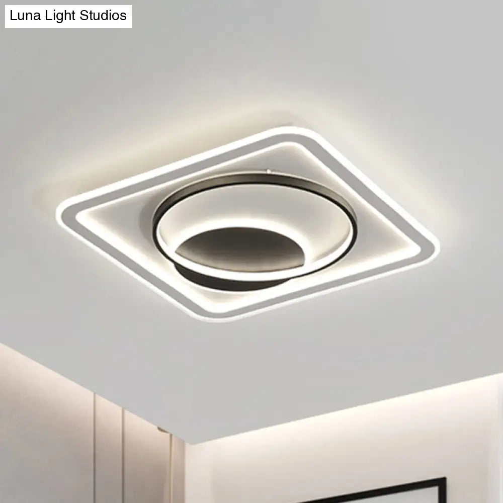 Nordic Led Flush Mount Ceiling Lamp - Square Acrylic Fixture Black Warm/White Light