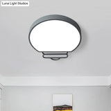 Nordic Led Flush Mount Ceiling Lamp With Acrylic Shade And White/Green/Grey Bulb Shape