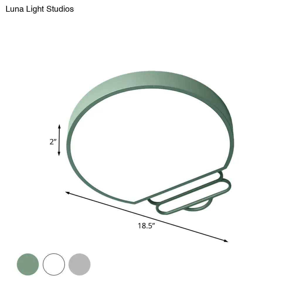 Nordic Led Flush Mount Ceiling Lamp With Acrylic Shade And White/Green/Grey Bulb Shape