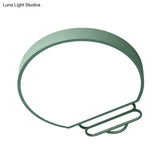 Nordic Led Flush Mount Ceiling Lamp With Acrylic Shade And White/Green/Grey Bulb Shape
