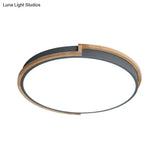 Nordic Led Flush Mount Ceiling Light With Acrylic Shade And Wood Frame - Perfect For Bedrooms