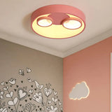 Nordic Led Flush Mount Light: Metal Round With Acrylic Diffuser - Perfect For Kids Pink / 18’ White