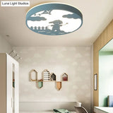 Nordic Led Flush Mount Light With Metal Circular Ceiling Fixture And Boy Deco - Bathroom Style