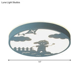 Nordic Led Flush Mount Light With Metal Circular Ceiling Fixture And Boy Deco - Bathroom Style