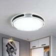 Nordic Led Flush Mount Round Ceiling Light - Black/White With Riveted Straps 14/18/21.5’