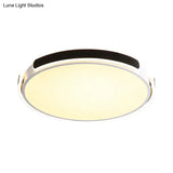 Nordic Led Flush Mount Round Ceiling Light - Black/White With Riveted Straps 14/18/21.5’ Warm/White