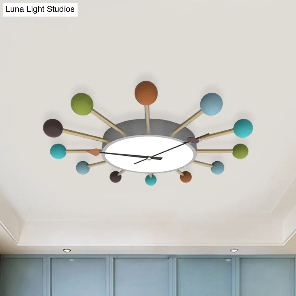 Nordic Led Flush Mounted Ceiling Light With Acrylic Wood Lollipop Decor For Bedroom
