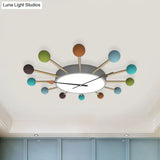 Nordic Led Flush Mounted Ceiling Light With Acrylic Wood Lollipop Decor For Bedroom