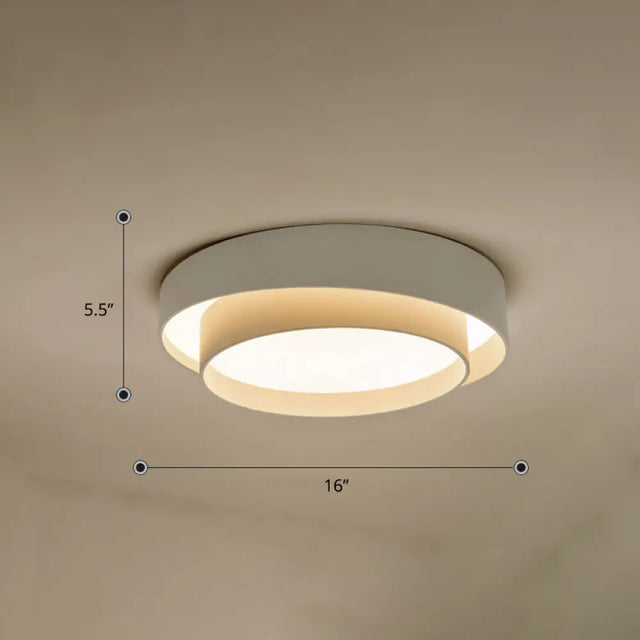 Nordic Led Flushmount Ceiling Light Fixture - Metal 2-Layer Design Ideal For Bedroom Lighting White