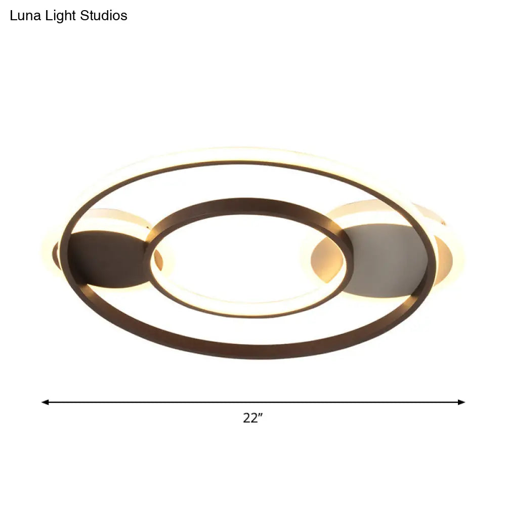 Nordic Led Flushmount Ceiling Light - Round Black Acrylic Flush Fixture In Warm/White Lighting