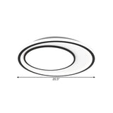 Nordic Led Flushmount Lighting Metal Round Ceiling Flush Mount In Black 16.5/20.5 Width Customizable
