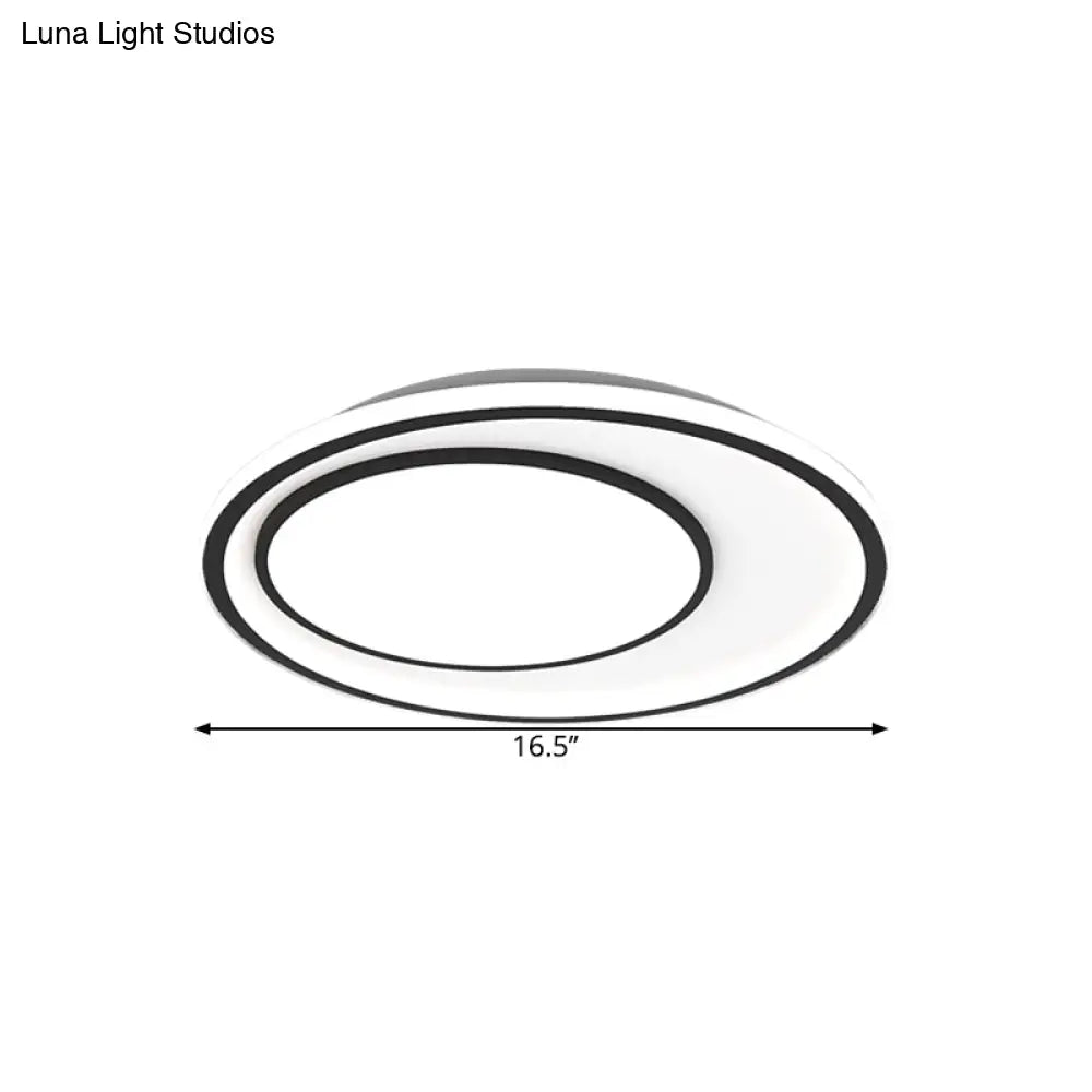 Nordic Led Flushmount Lighting Metal Round Ceiling Flush Mount In Black 16.5’/20.5’ Width