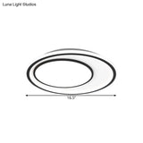 Nordic Led Flushmount Lighting Metal Round Ceiling Flush Mount In Black 16.5’/20.5’ Width