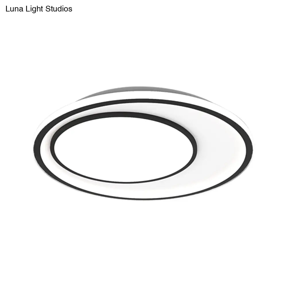 Nordic Led Flushmount Lighting Metal Round Ceiling Flush Mount In Black 16.5’/20.5’ Width