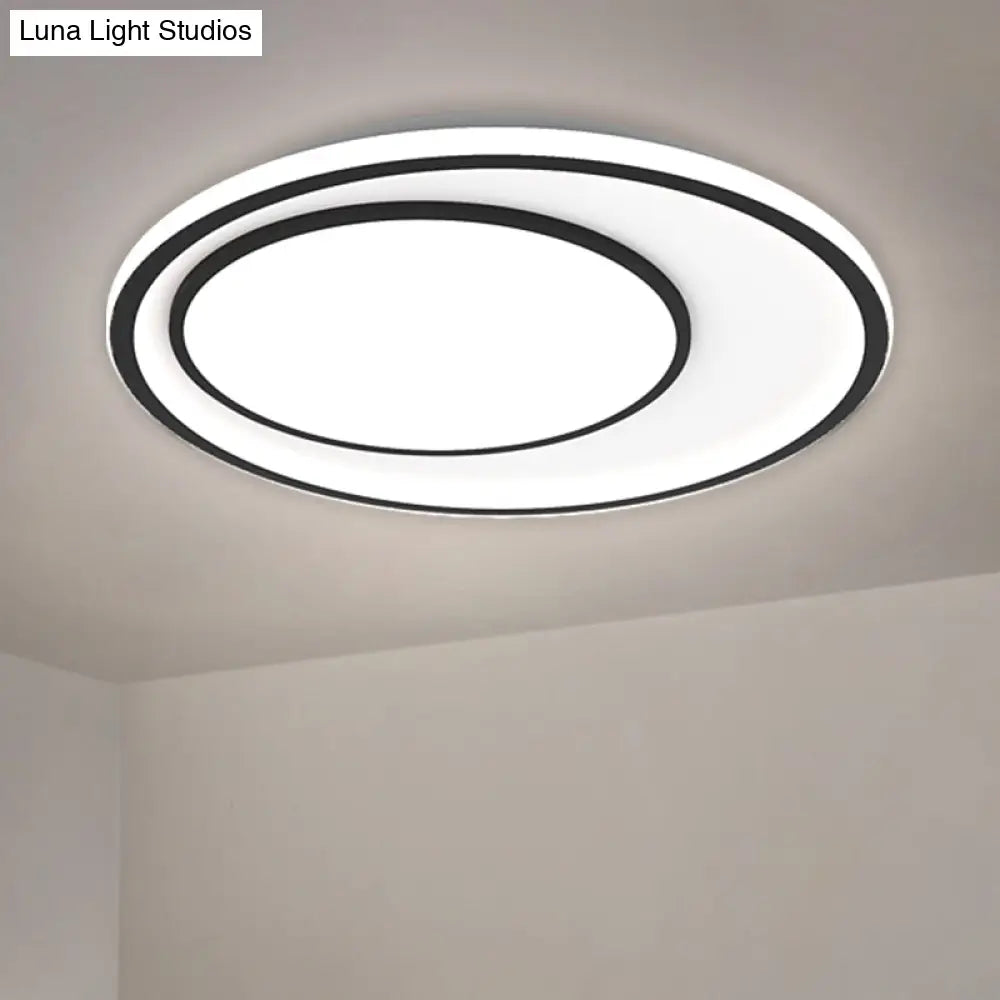 Nordic Led Flushmount Lighting Metal Round Ceiling Flush Mount In Black 16.5’/20.5’ Width