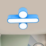 Nordic Led Flushmount Rgb Mathematical Notation Ceiling Lamp With Metal Shade Blue