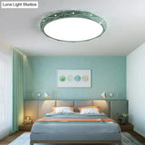 Nordic Led Flushmount Round Ceiling Light With Laser-Cut Design And Acrylic Shade