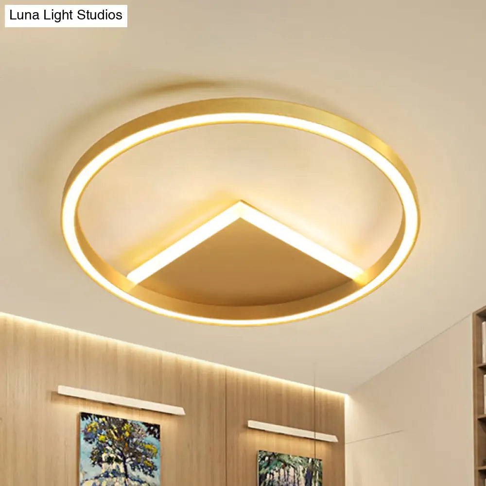 Nordic Led Geometric Ceiling Light - Gold Metallic Flush Mount Fixture For Bedroom