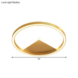 Nordic Led Geometric Ceiling Light - Gold Metallic Flush Mount Fixture For Bedroom