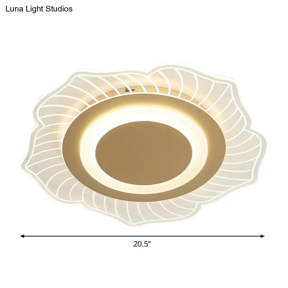 Nordic Led Gold Acrylic Flush Light Fixture With Warm/White