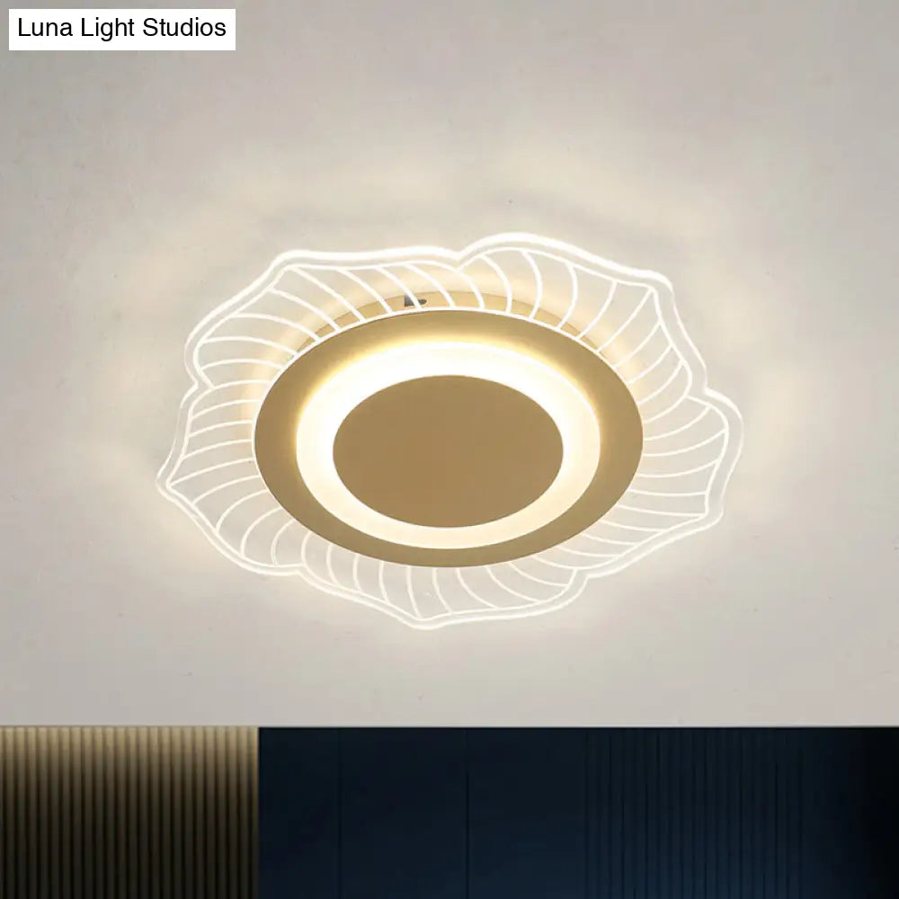 Nordic Led Gold Acrylic Flush Light Fixture With Warm/White