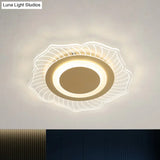 Nordic Led Gold Acrylic Flush Light Fixture With Warm/White