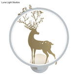 Nordic Led Gold Deer Wall Lamp With Glowing Hook - Stylish Aluminum Mural Light Fixture