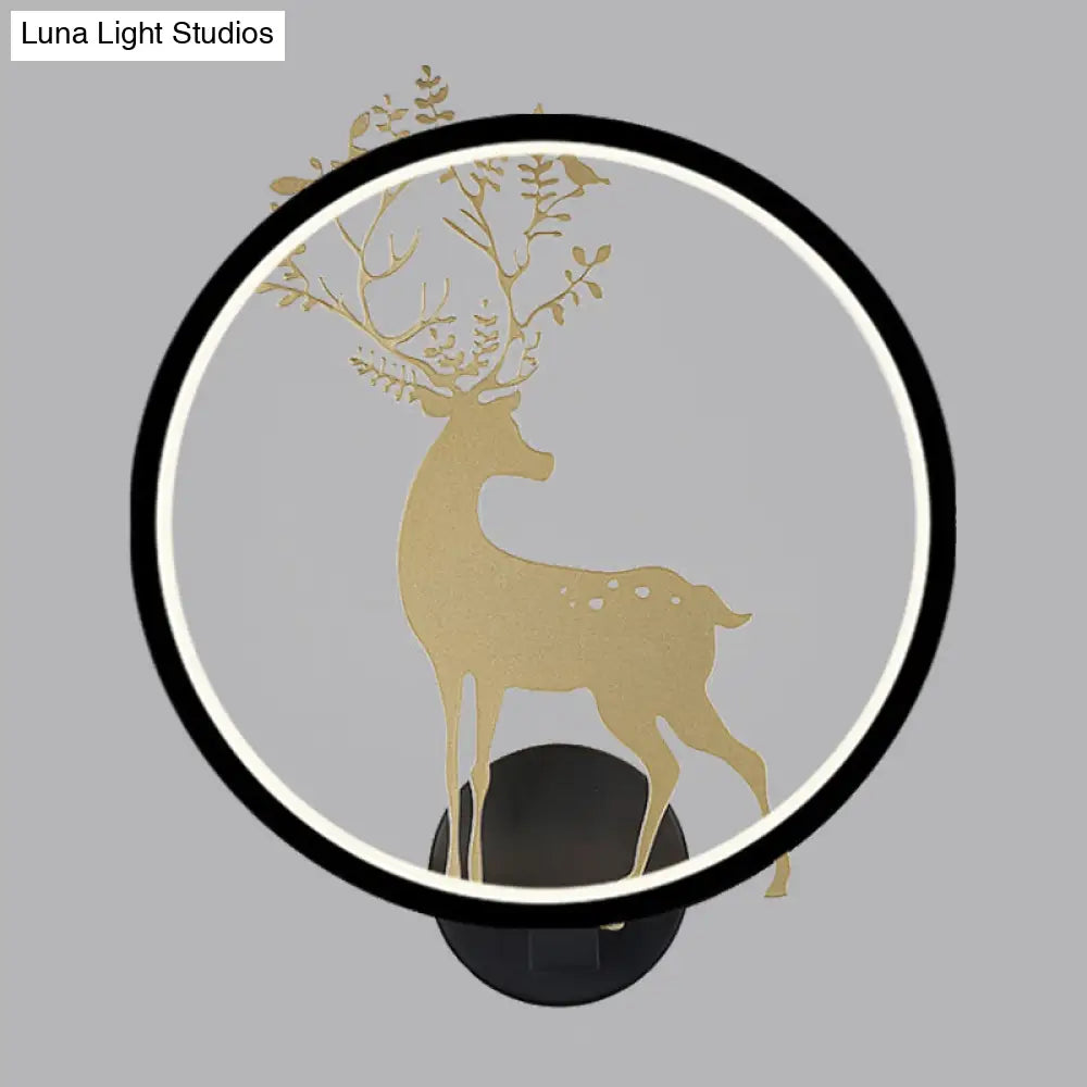 Nordic Led Gold Deer Wall Lamp With Glowing Hook - Stylish Aluminum Mural Light Fixture