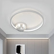 Nordic Led Iron Flush Mount Ceiling Light - Black/White Circular Design 17’/20.5’ Width White / 17’