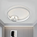 Nordic Led Iron Flush Mount Ceiling Light - Black/White Circular Design 17’/20.5’ Width White / 17’