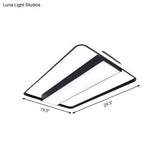 Nordic Led Rectangular Ceiling Light With Acrylic Shade - White/Black Flush Mount For Bedroom