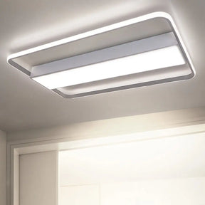Nordic Led Rectangular Ceiling Light With Acrylic Shade - White/Black Flush Mount For Bedroom