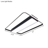 Nordic Led Rectangular Ceiling Light With Acrylic Shade - White/Black Flush Mount For Bedroom