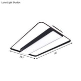 Nordic Led Rectangular Ceiling Light With Acrylic Shade - White/Black Flush Mount For Bedroom