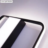 Nordic Led Rectangular Ceiling Light With Acrylic Shade - White/Black Flush Mount For Bedroom