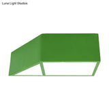 Nordic Led Trapezoid Close To Ceiling Lamp - Blue/Red/Yellow Flush Mount Fixture With Acrylic Shade