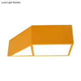 Nordic Led Trapezoid Close To Ceiling Lamp - Blue/Red/Yellow Flush Mount Fixture With Acrylic Shade