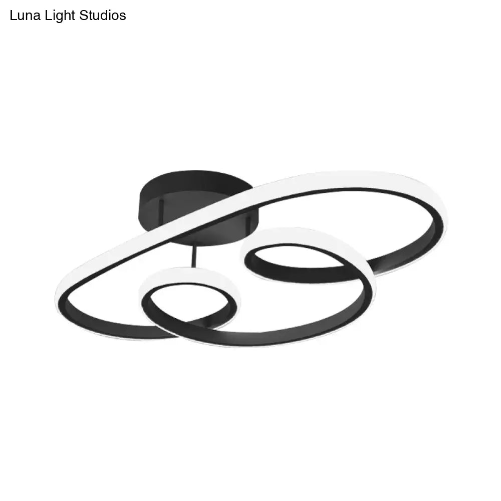 Nordic Led Twisted Frame Acrylic Semi Flush Ceiling Light - Black